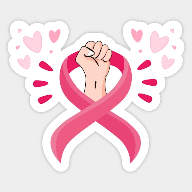 Breast Cancer Support - Pink Cancer Ribbon Sticker by CoolandCreative